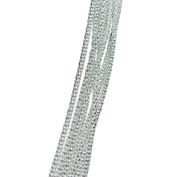 Joan Rivers 7 Strand Silver Tone Popcorn Rope Chain Necklace And Bracelet (6018) - Picture 5 of 11